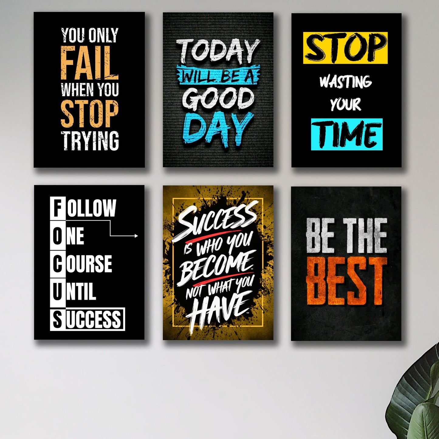 Set Of 6 Motivational Wooden Canvas Frames For Wall Decor