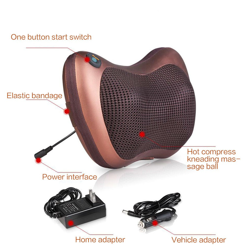 Car Head Massage Pillow Relax Vibrator | Electric Shoulder & Back Therapy