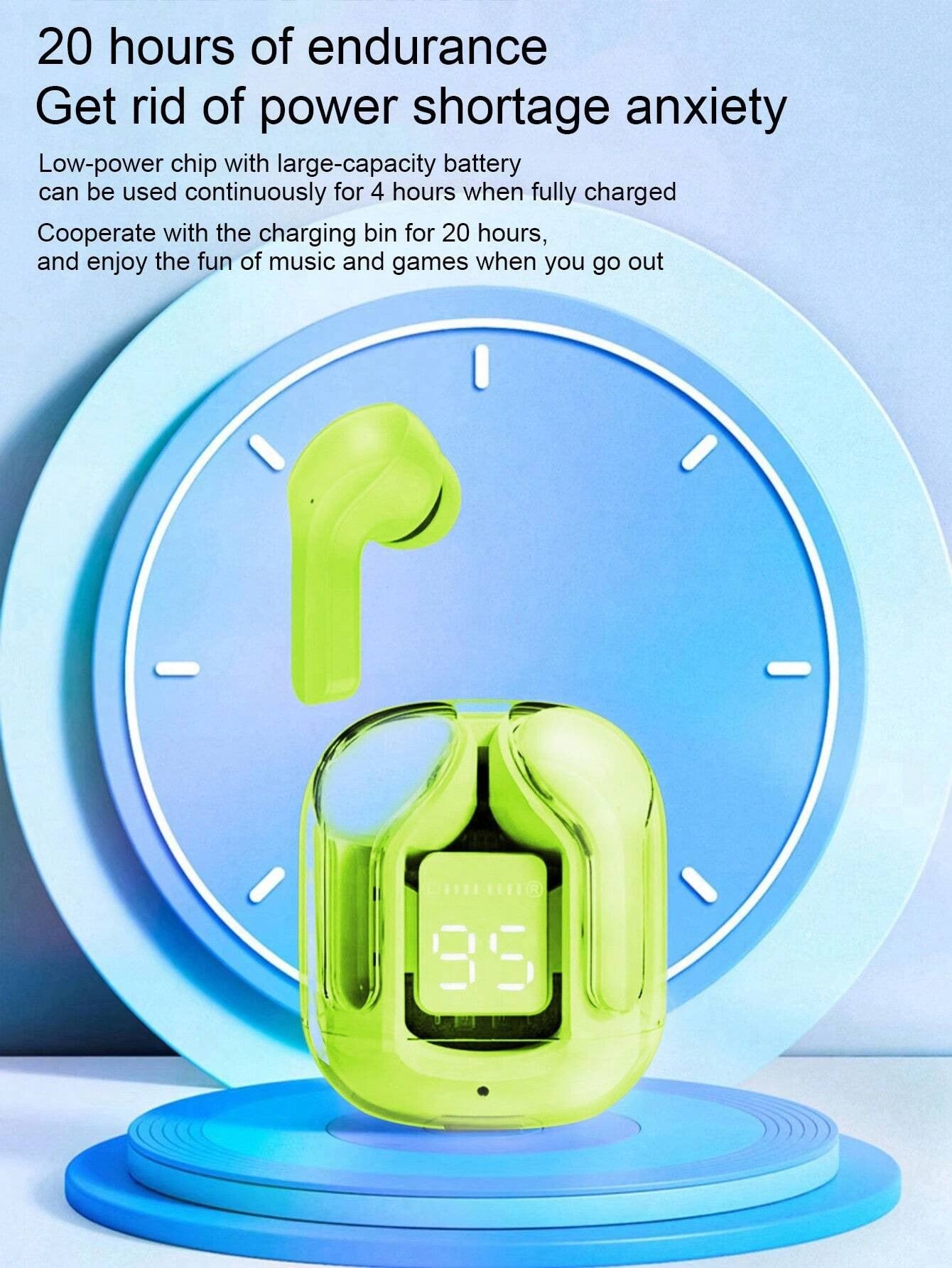 Air 31 Earbuds Wireless Earbuds With Crystal Transparent Case With Type-C Charging