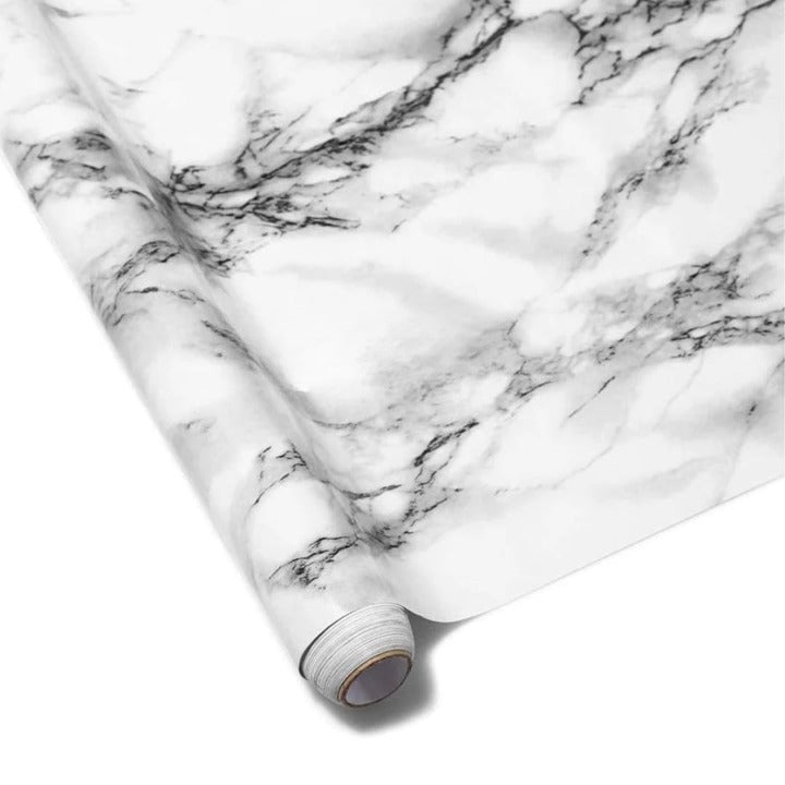 Self Adhesive White Marble Sheet Sticker For Kitchen, Cupboard, Wall – Size 60x200