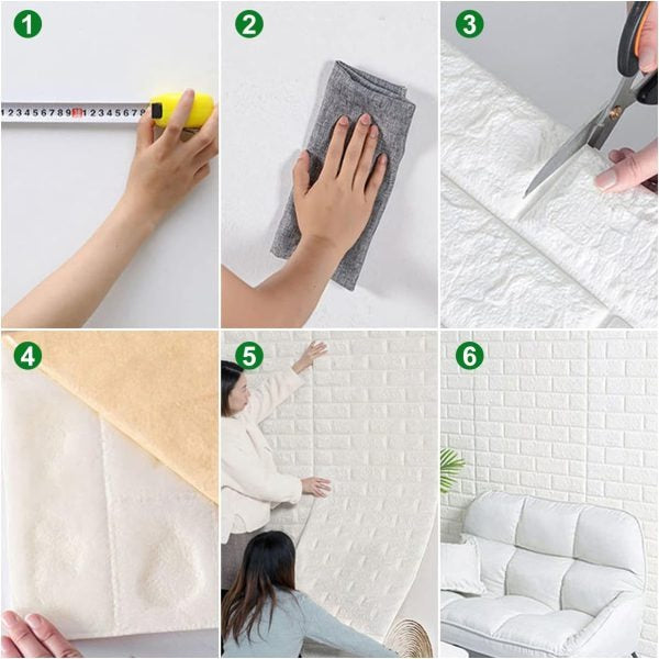 01 Piece 3D Wall Stickers Faux Brick White Brick | Bedroom Home Decor Waterproof – 70 Cm X 77 Cm