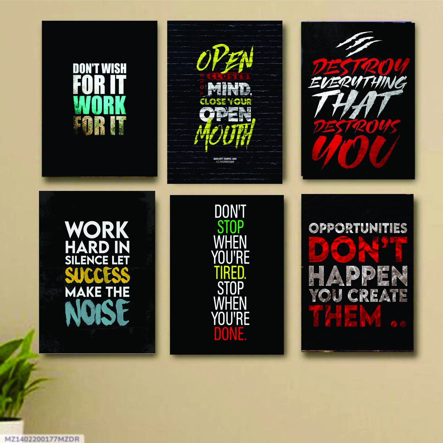 Set Of 6 Motivational Wooden Canvas Frames For Wall Decor