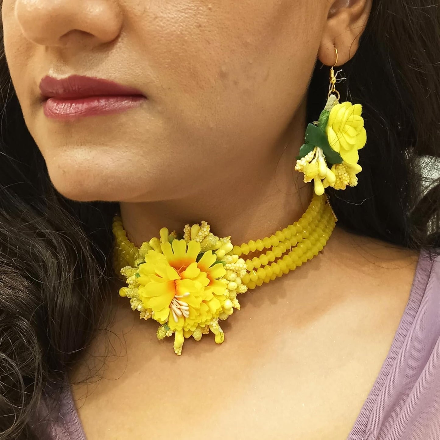 Artificial Flower Jewellery For Mehndi, Mayon, Or Haldi Ceremonies