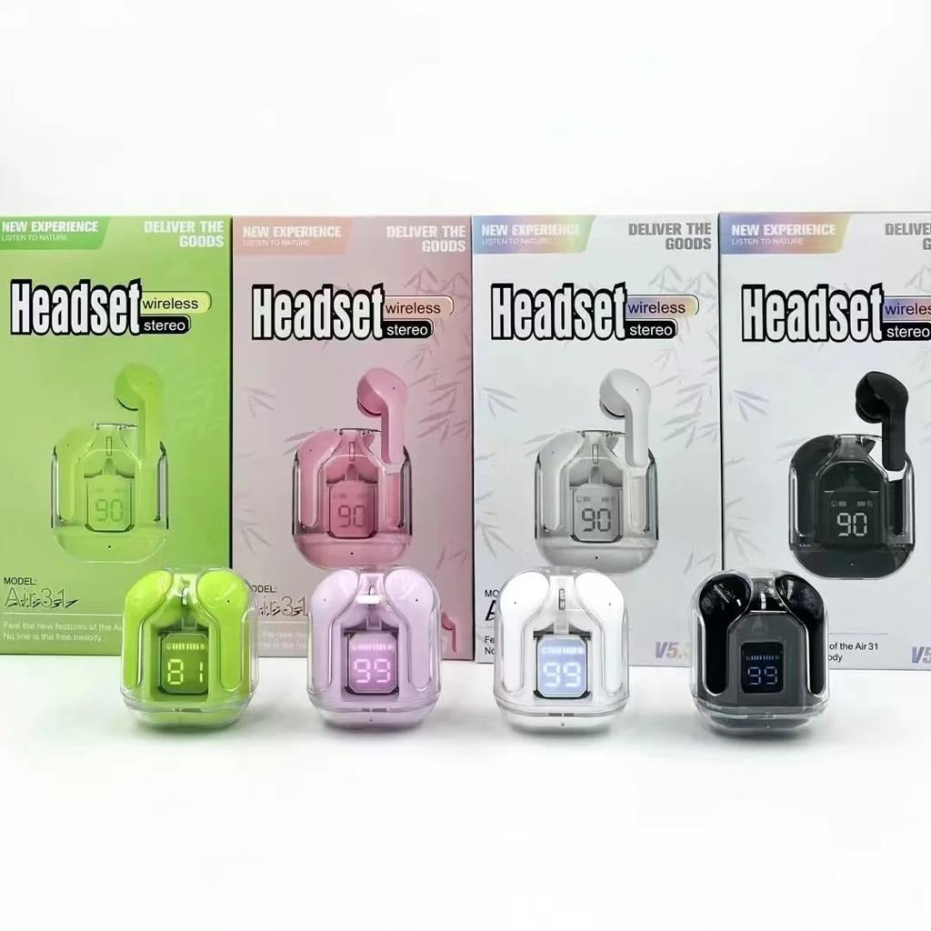 Air 31 Earbuds Wireless Earbuds With Crystal Transparent Case With Type-C Charging