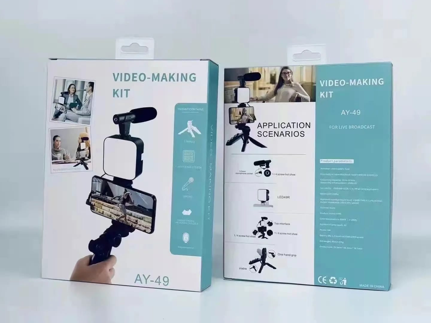 Ay-49 V-logger Video Making Kits Vlog Microphone Led Fill Light Mini Tripod Mobile Holder