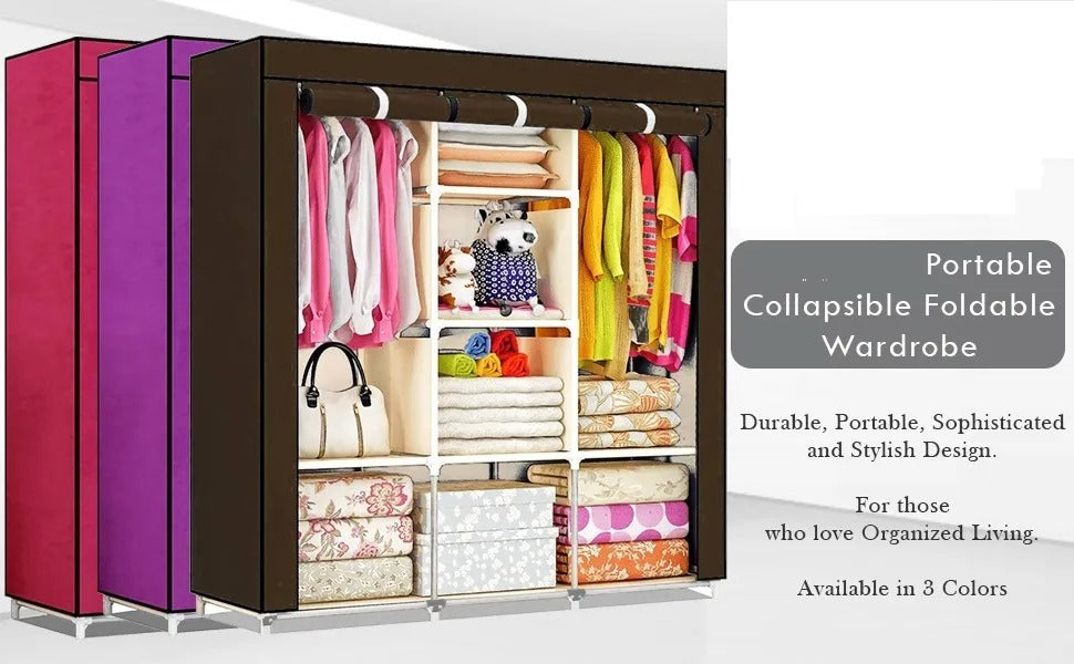 3 Door Fancy & Portable Foldable Closet Wardrobe