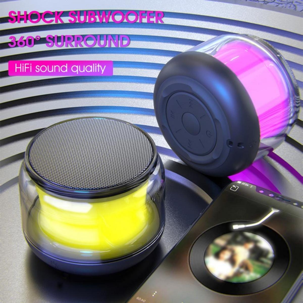 Mini Bluetooth Wireless Portable Speaker With Led Light & High Bass Sound