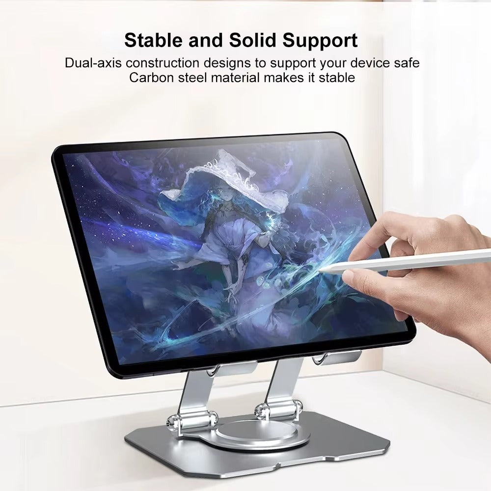 360° Rotating Metal Tablet & Mobile – Adjustable, Foldable, And Portable Desk Mount For Phones | Tablets | Small Devices