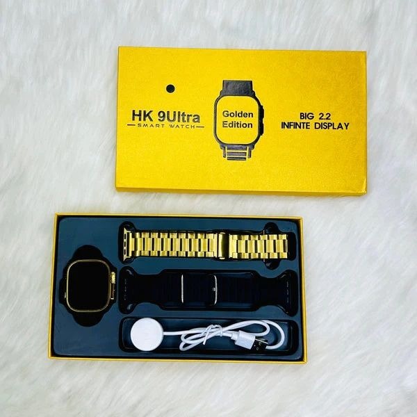 Hk 9 Ultra Golden Edition Big 2.2 Infinite Display Smart Watch
