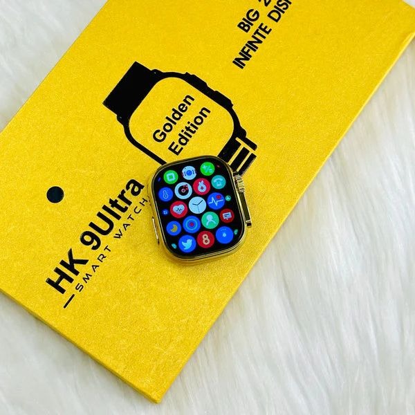 Hk 9 Ultra Golden Edition Big 2.2 Infinite Display Smart Watch