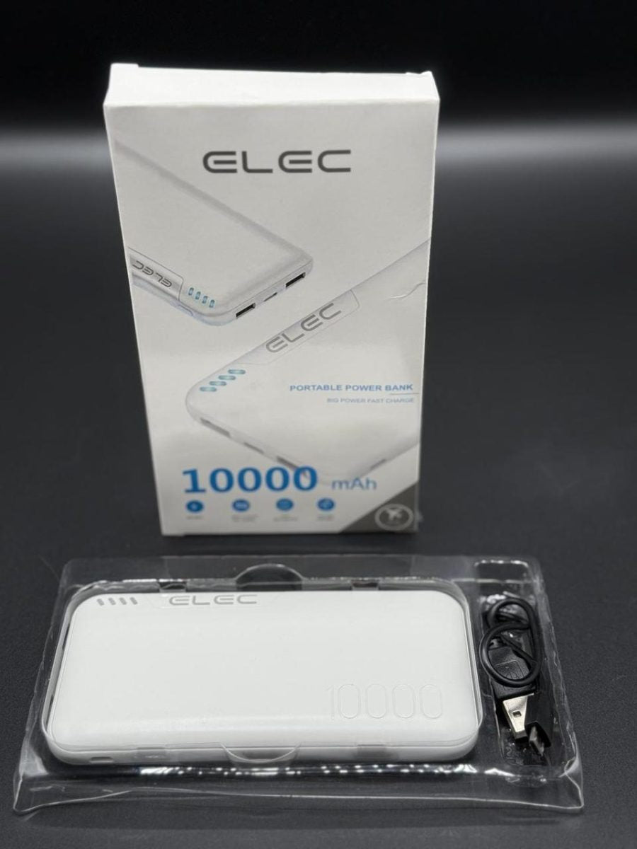 10,000mah Fast Charging Power Bank – White | Dual Type-a & Type-c Output
