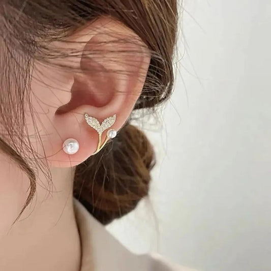 Korean Golden Fishtail Fashion | Earrings For Women Jewellery