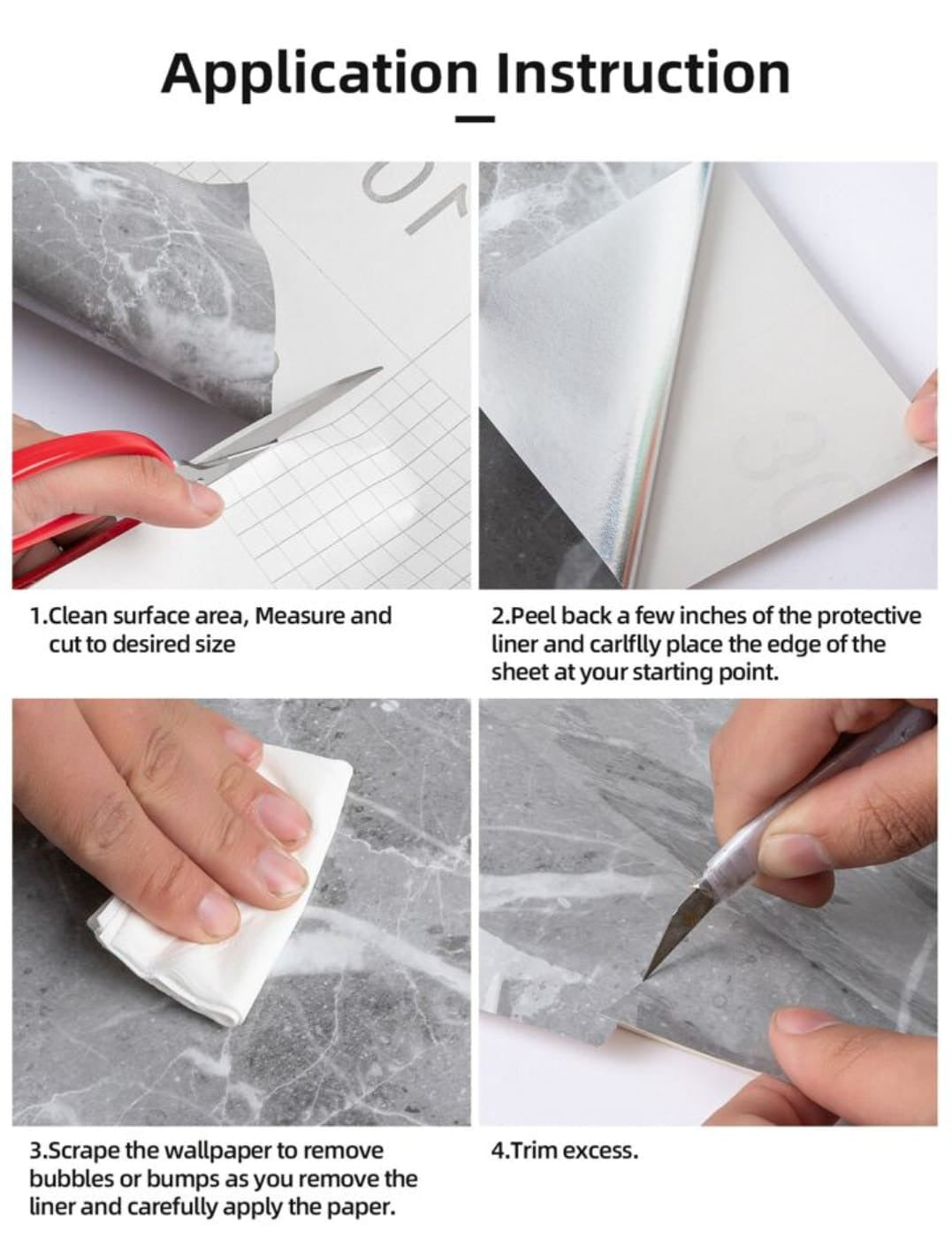 Self Adhesive White Marble Sheet Sticker For Kitchen, Cupboard, Wall  – Size 60x200