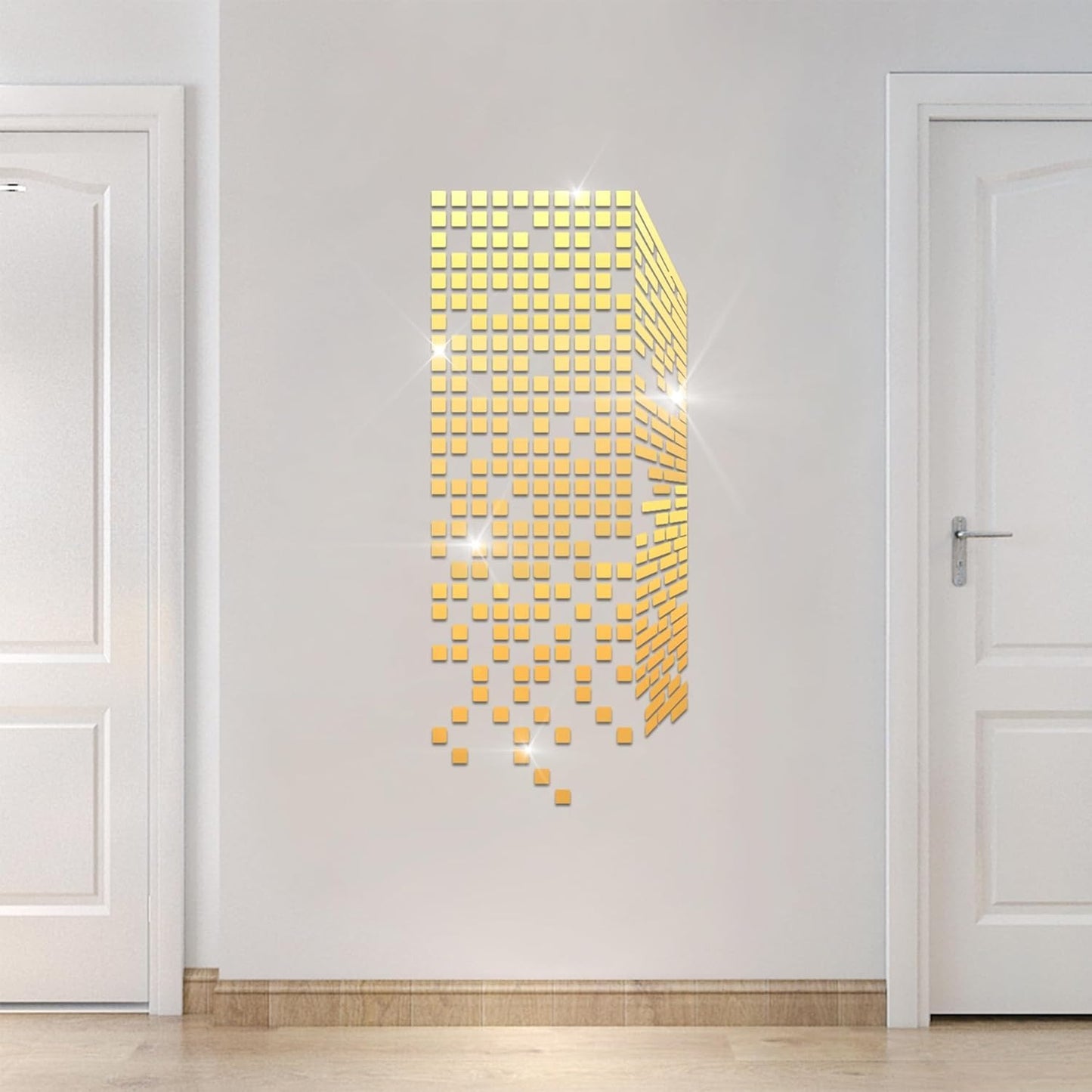Gold Square Acrylic Wall Mirror Stickers / Wall Decoration Art (100 pcs)