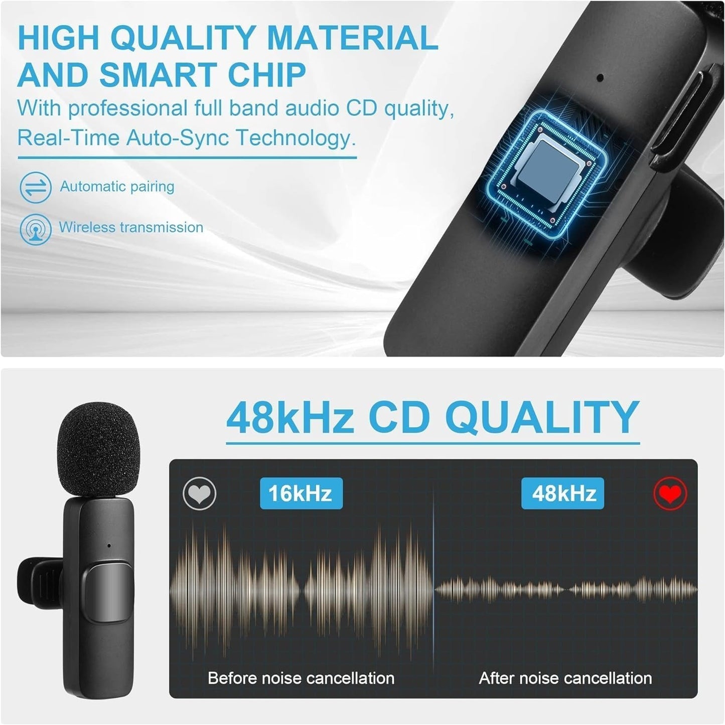 Wireless Mic K9 Dual Microphone Mic Plug & Play Usb Type C Plug Wireless Microphone