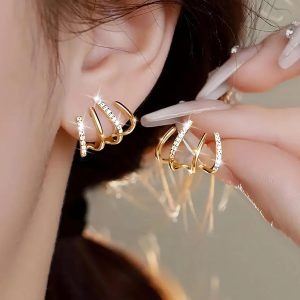 W Shape Zircon Korean Cuff Earrings