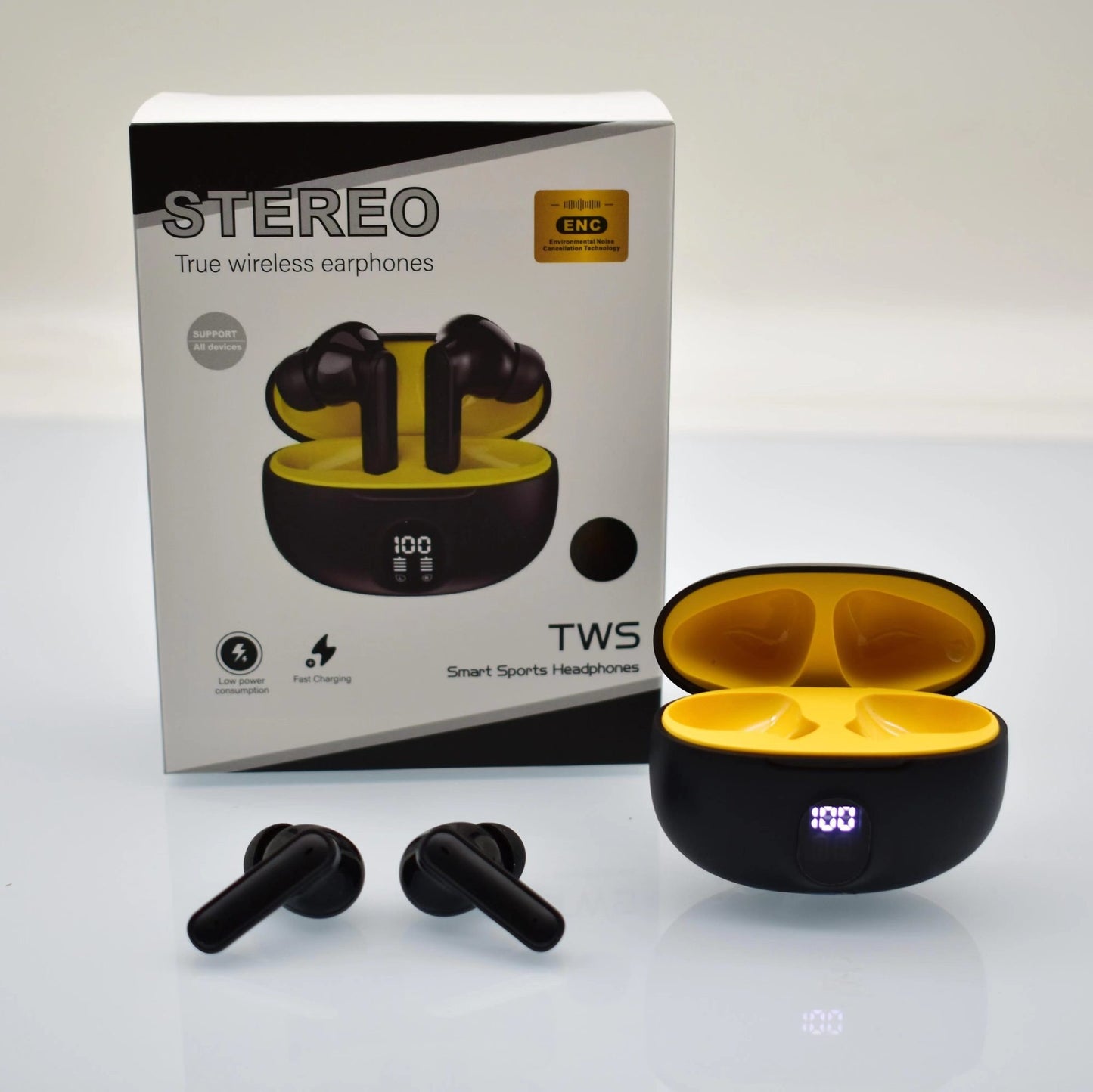 Professional Display Earbuds Stereo 895b Wireless Bluetooth Earbuds | Bluetooth 5.3 For Android/iPhone ( With Cable – With Box – Random Color)