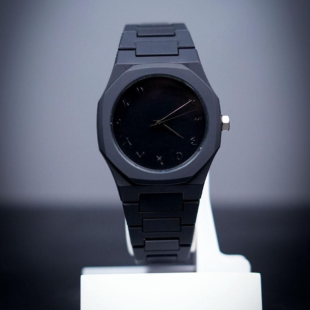 Silver Men's Black Carbon Fiber Watch - 1 Pc Luxury Timepiece
