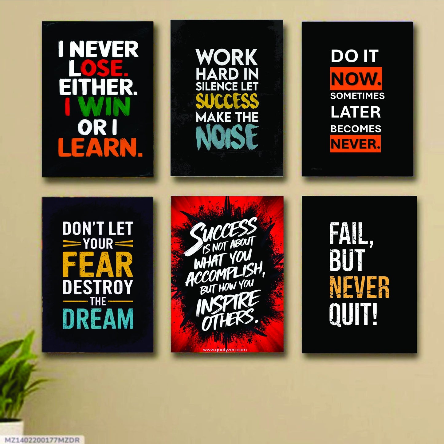 Set Of 6 Motivational Wooden Canvas Frames For Wall Decor