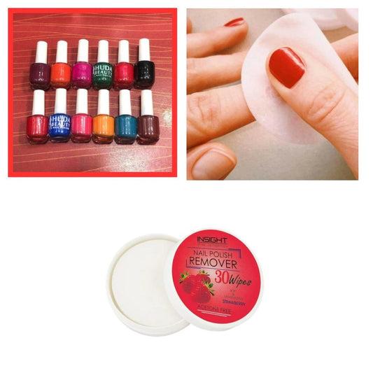 06 Pcs Huda Beauty Nail Paint With Free Nail Polish Remover Pack Of 2