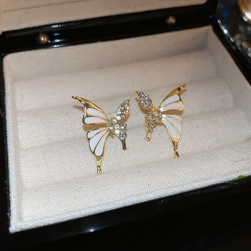 Luxury Niche Elegant Dual Tone Zircon Butterfly Earrings For Women Fashion |  Women Earrings (silver & Golden)