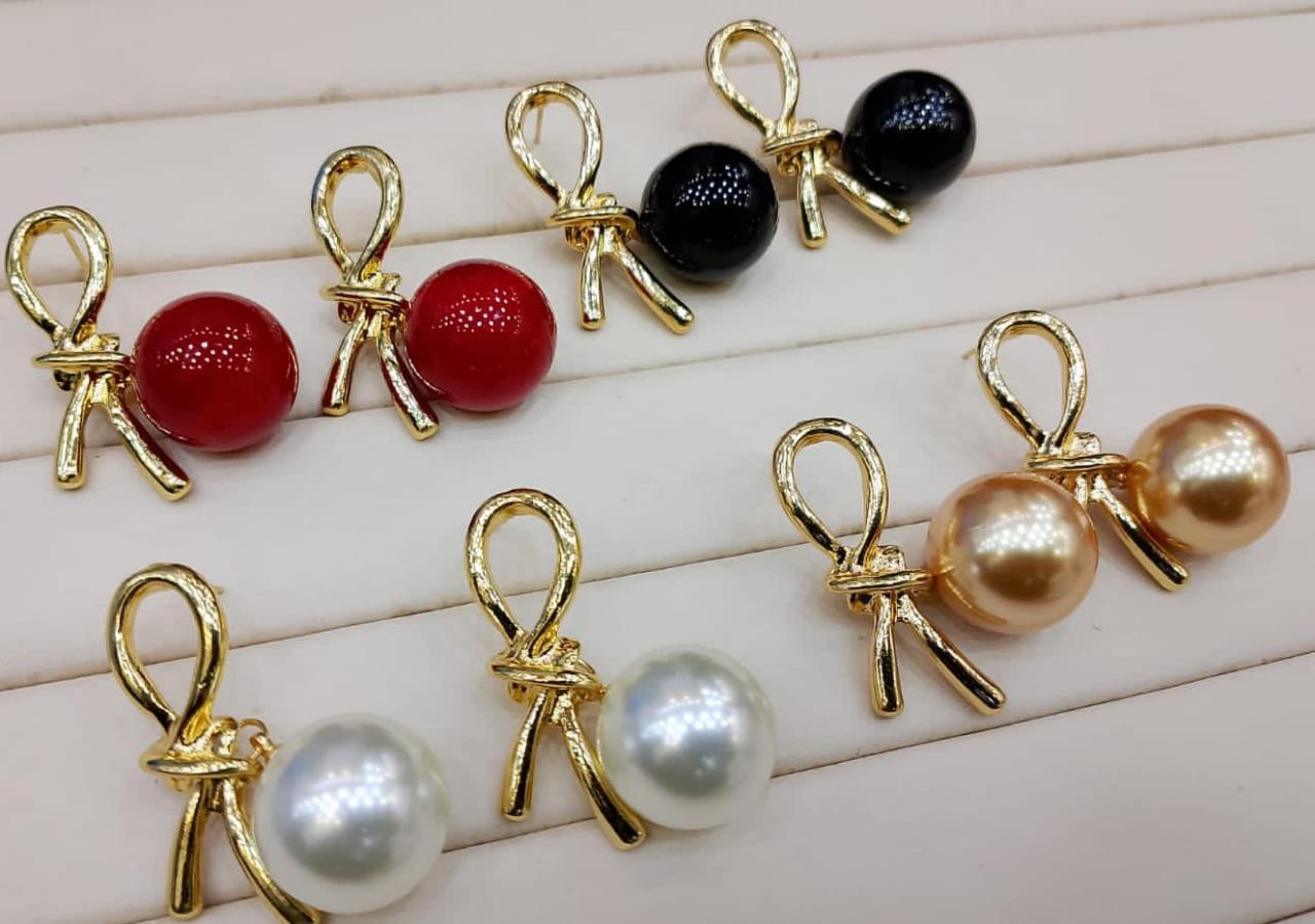 Knot Pearl Earrings Clip On Pearl Earrings Big Silver Grey Earrings | Luxury Look Artificial Earrings