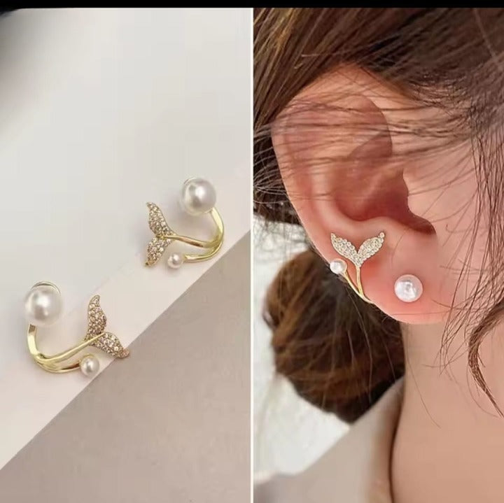 Luxury Niche Elegant Dual Tone Zircon Butterfly Earrings For Women Fashion |  Women Earrings (silver & Golden)