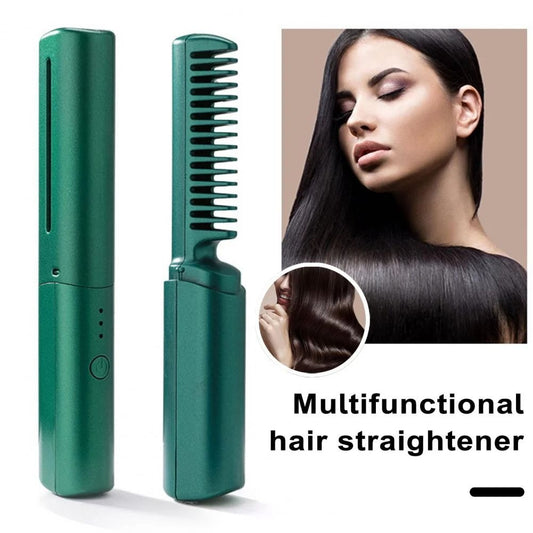 Cordless Comb Hair Straightener Brush Anti Scald 70 Mins Long Battery Life USB Rechargeable Hot Comb Hair Straightener For Home Travel