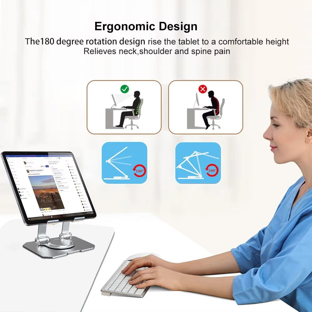 360° Rotating Metal Tablet & Mobile – Adjustable, Foldable, And Portable Desk Mount For Phones | Tablets | Small Devices