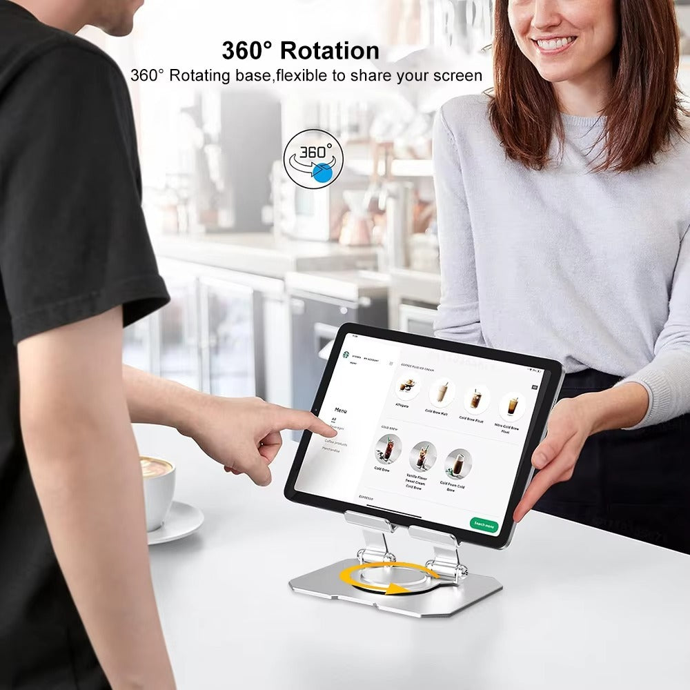 360° Rotating Metal Tablet & Mobile – Adjustable, Foldable, And Portable Desk Mount For Phones | Tablets | Small Devices