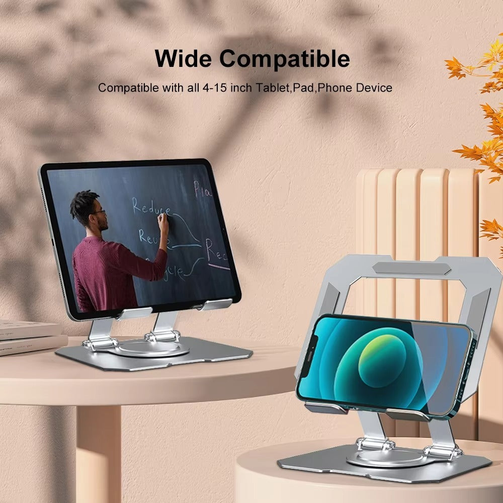 360° Rotating Metal Tablet & Mobile – Adjustable, Foldable, And Portable Desk Mount For Phones | Tablets | Small Devices